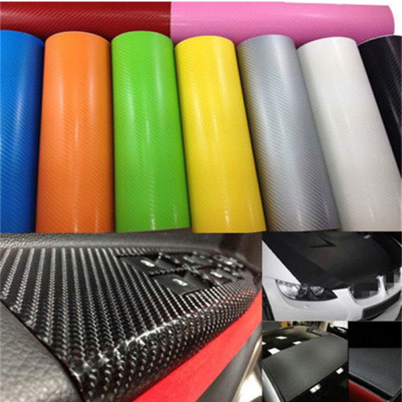 Om แผ่นสติกเกอร์ไวนิล คาร์บอนไฟเบอร์ 3D ขนาด 4 นิ้ว X 50 นิ้ว 10x127 ซม. สําหรับติดตกแต่งรถยนต์