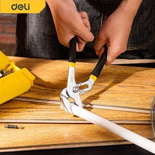 Deli คีมคอม้า คีมจับท่อ ประแจคอม้า ขยายปากได้ 8 นิ้ว/10 นิ้ว คีมปากขยาย ประแจจับท่อ จับถนัดมือ Pump Pliers