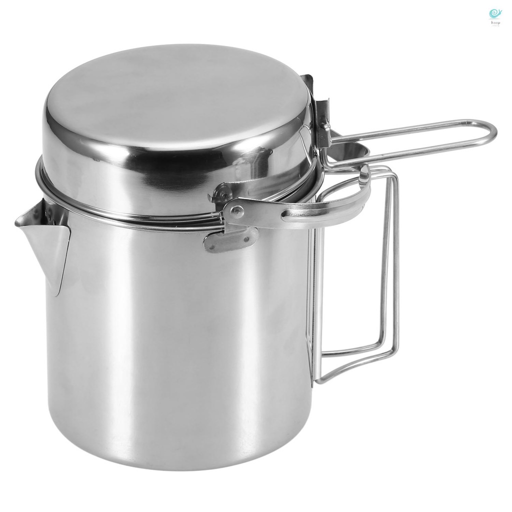 Kettle Camping 1L Stainless Steel Cooking Kettle Portable Outdoor Camping Backpacking Camp Coffee Pot