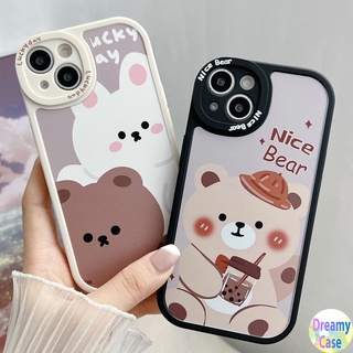 เคสโทรศัพท์มือถือนิ่ม ทรงวงรี ลายกระต่ายหมีน่ารัก สําหรับ VIVO V23 V23E V9 Youth V5 V5S S1 V15 V11i V11 Y91 Y93 Y95 Y91i Y91C Y19 5G 4G