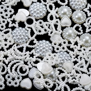 จี้ลูกปัดไข่มุกเทียมน่ารัก สําหรับทําเครื่องประดับผม DIY จํานวน 100 ชิ้น ต่อถุง