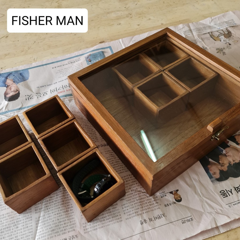 กล่องไม้สัก เก็บของเอกประสงค์ แบบยกช่องได้