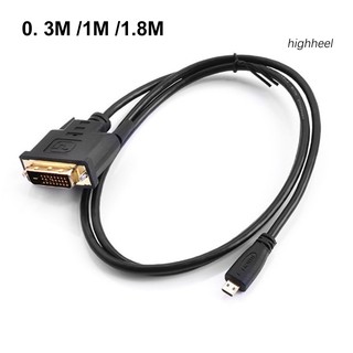 【HHEL】DOONJIEY อะแดปเตอร์สายเคเบิล 0.3 1 1.8 ม. ชุบทอง Micro HDMI เป็น DVI 24+1Pin สําหรับ HDTV