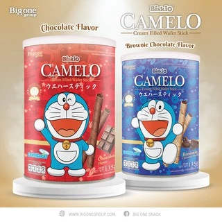 บิสคิโอ คาเมลโล โดราเอมอน เวเฟอร์สอดไส้ครีมเต็มแท่ง​ 135ก. Biskio Camelo Doraemon Wafer Stick with Cream Filling 135g.