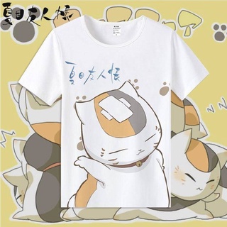 เสื้อคู่รัก Natsume เพื่อนบัญชีเสื้อยืดแมวครู Guizhi เสื้อผ้าอะนิเมะญี่ปุ่นหยวนครั้งที่สองฤดูร้อนแขนสั้นผู้ชายและผู้หญิง