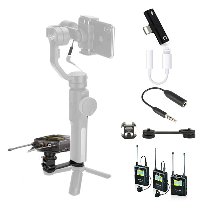 Live Streaming Set for Osmo Mobile 2,Smooth 4 [T Double Lightning,Lightning to 3.5,TRS to TRRS,SR-UW
