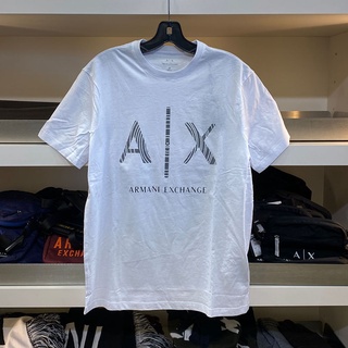 0Fjt /ใหม่เสื้อยืดลําลองสําหรับผู้ชายแขนสั้นคอกลมพิมพ์ลาย Armani Exchange/Ax!