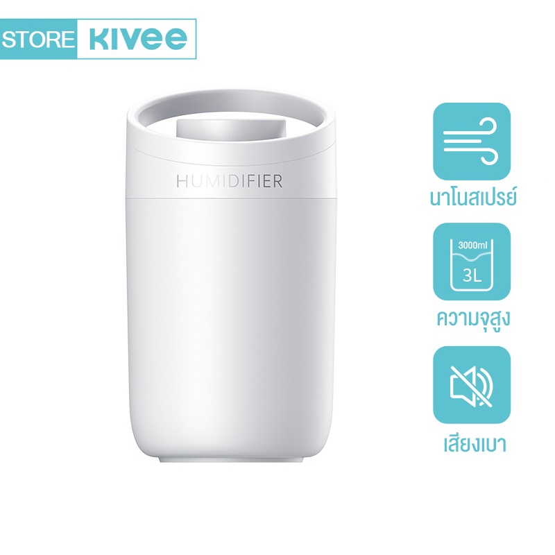 ด้รับ2-5วัน KIVEE เครื่องพ่นนาโน 3000ml ความจุสูง Humidifier เครื่องเพิ่มความชื้น
