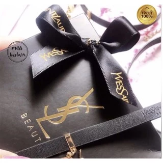 ริบบิ้น YvesSaintLaนrent ของแท้สีดำและแดงพิมพ์อักษรทอง กว้าง 1.6 ซม.และ 2.0 ซม.