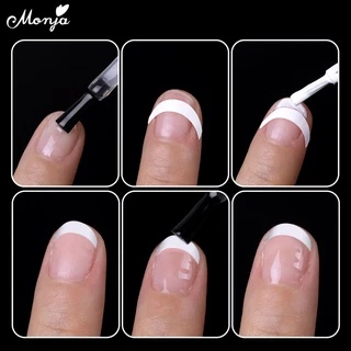 Monja สติกเกอร์ติดตกแต่งเล็บ ลายพระจันทร์เสี้ยว หน้ายิ้ม สีขาว DIY 2 ชิ้น
