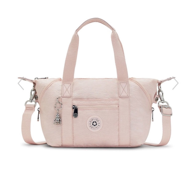 New Kipling ของแท้ 100% Basic Elevated Art Mini Handbag Spring Rose Emb กระเป๋าเดินทางสีชมพู ขยายข้างได้