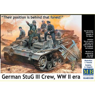 ฟิกเกอร์โมเดล 1/35 Master Box MB35208 German StuG III Crew WW II era. Their position is behind that forest!