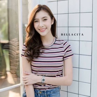 sale‼️ ครอปคอกลม Bellacita คอมกลมลายริ้ว มือ1 ป้ายห้อย