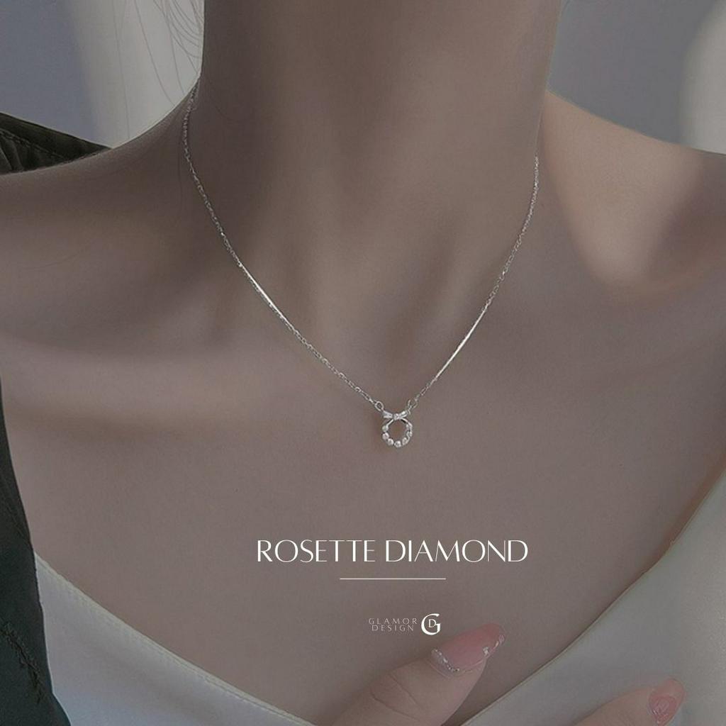 GLAMOR พร้อมส่ง สร้อยคอเงินแท้ Rosette Diamond Silver925 พร้อมจี้เพชร Moissanite สร้อยสไตล์แฟชั่น