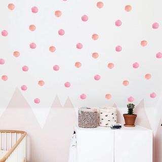 【Zooyoo】สติกเกอร์ติดผนัง Watercolor pink wave dot wall stickers