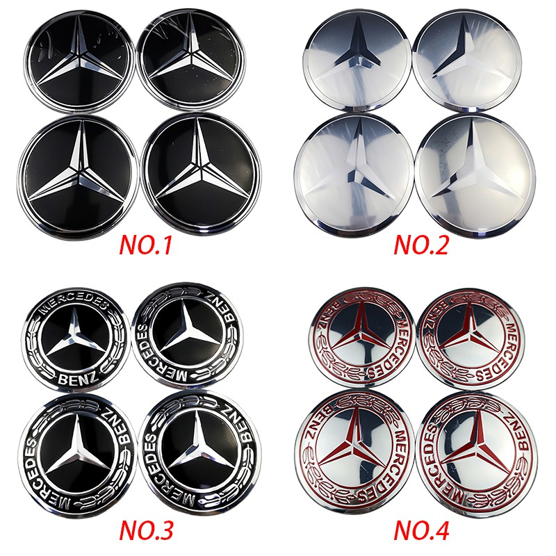 สติกเกอร์ติดล้อรถยนต์ ขนาด 56 มม. สำหรับ Mercedes Benz จำนวน 4 ชิ้น