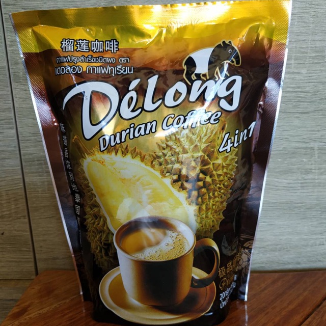 กาแฟทุเรียน กาแฟเดอลอง 4 in 1 กาแฟทุเรียนแท้ 100% Delong Durian Coffee รส กลิ่น เข้ม หอม กาแฟยอดนิยม