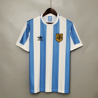 เสื้อกีฬาแขนสั้น ลายทีมชาติฟุตบอล Argentina 1978 ชุดเหย้า สไตล์เรโทร