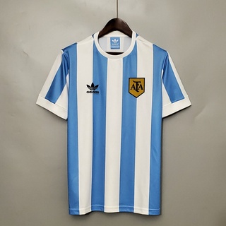 เสื้อกีฬาแขนสั้น ลายทีมชาติฟุตบอล Argentina 1978 ชุดเหย้า สไตล์เรโทร