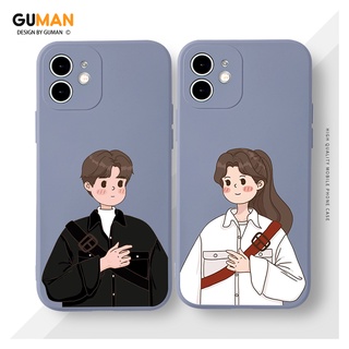 GUMAN เคสคู่ เคสไอโฟน คู่รัก ขอบเหลี่ยมกันกระแทกซิลิโคนนุ่มการ์ตูนน่ารักตลก เคสโทรศัพท์ Compatible for iPhone 14 13 12 11 Pro Max SE 2020 X XR XS 8 7 6 6S Plus พลัส XYM830