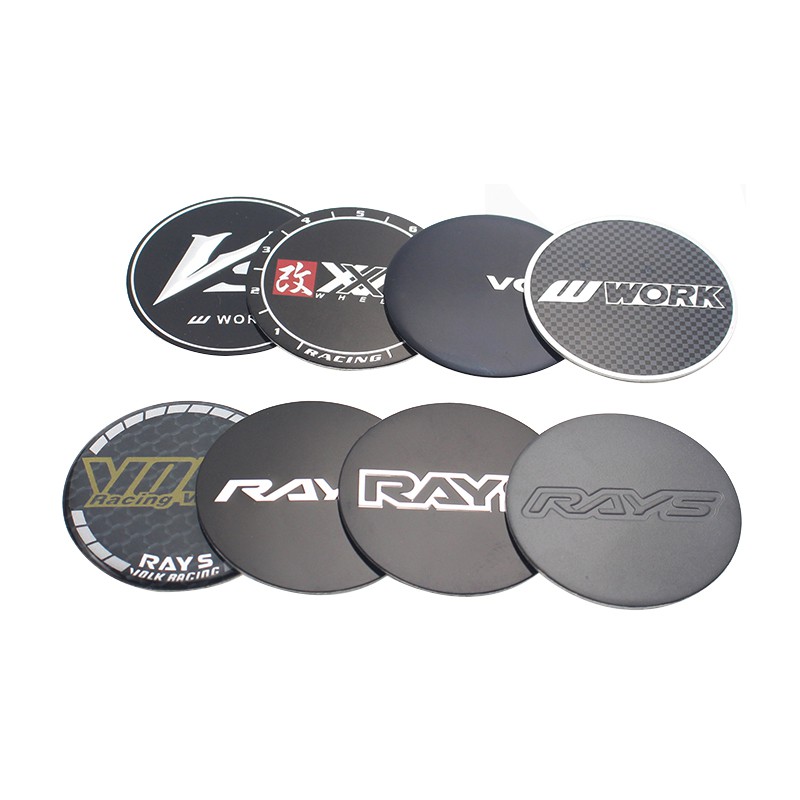 สติกเกอร์ตกแต่งดุมล้อรถยนต์ ลายสัญลักษณ์ RAYS VOLK WORK EMOTION VS XXR SSR 4 ชิ้น