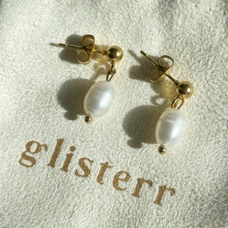 glisterr - pearl stud ต่างหูสแตนเลสประดับมุกน้ำจืดแท้ ไม่ลอกไม่ดำ