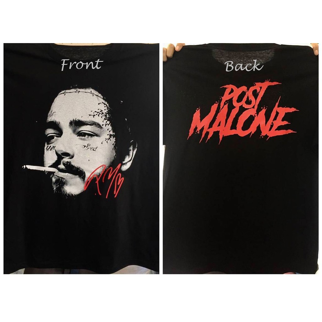 เสื้อยืดคอกลมPost Malone เสื้อยืด สกรีนหน้าหลัง T-shirtผ้าฝ้ายแท้