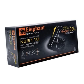 คลิปดำ คลิปหนีบกระดาษ (กล่อง12ตัว) ตราช้าง elephant brand