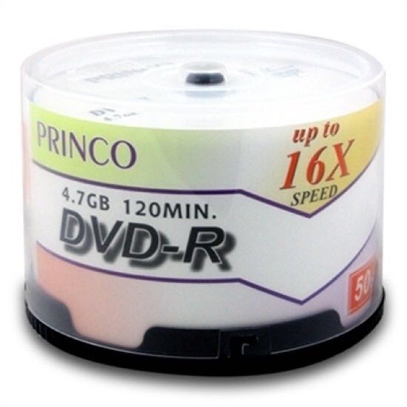 แผ่นดีวีดี DVD-R 4.7Gb 16X ยี่ห้อ Princo HP ของแท้ 50 แผ่น[ด่วนใส่โค้ด MICK1010 ลด 40บ.]