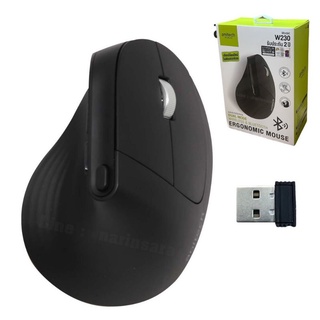 รุ่นใหม่ ปี 2022 Anitech W230 Vertical Mouse Ergonomic Mouse เมาส์เพื่อสุขภาพ เมาส์แนวตั้ง เมาส์ไร้สาย เมาส์เงียบ