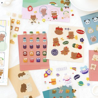 สติกเกอร์ Bear! Bear! 🐻 PVC DIY Sticker Stickers Sheet สติ๊กเกอร์ ไดคัท mimisplan