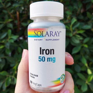 80% OFF ราคา Sale!!! EXP: 06/23 ธาตุเหล็ก Iron 50 mg 60 VegCaps (Solaray®) Amino Acid Chelate เสริมสร้างเม็ดเลือดแด