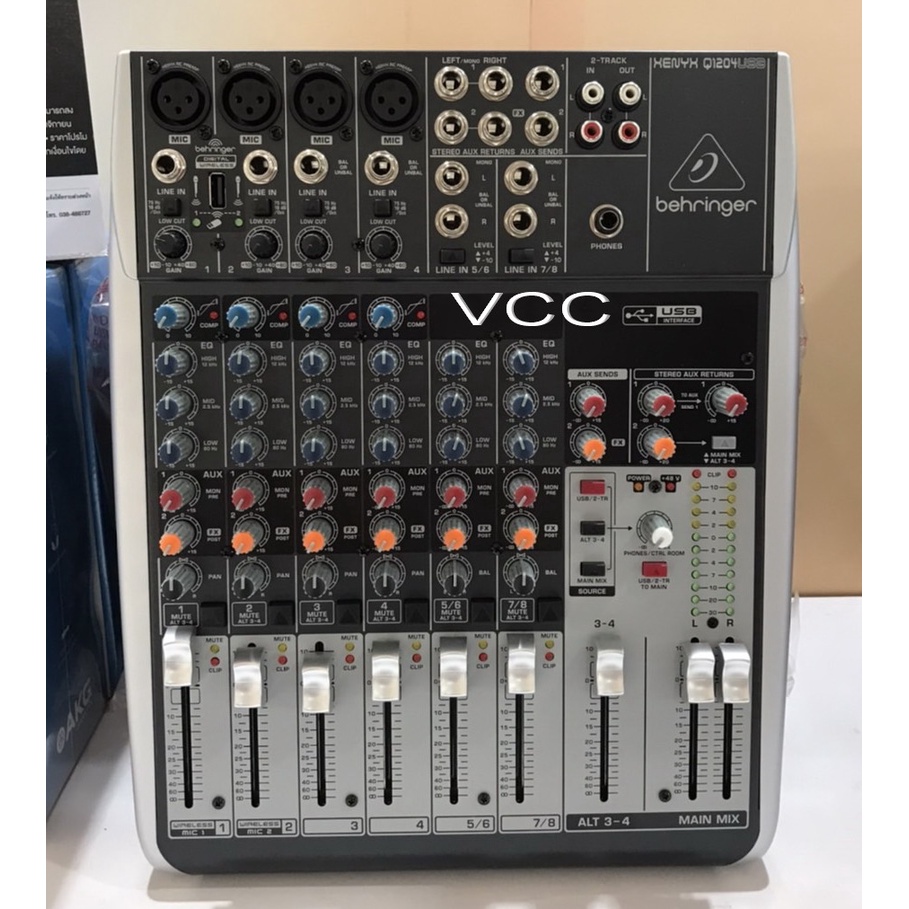 มิกเซอร์แบบอนาล็อค Behringer XENYX Q1204USB มิกเซอร์แบบอนาล็อค Bus Premium 12-input, 2/2-bus mixer w