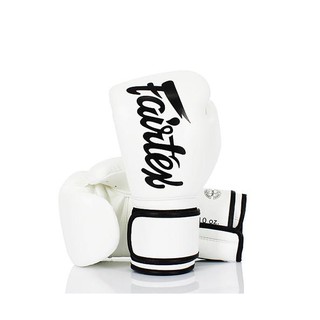 Fairtex แฟร์เท็กซ์ นวมชกมวย รุ่น  BVG14 FAIRFAX MUAY THAI GLOVES WHITE สีขาว ไซส์ 8,10,12,14,16 ออนซ์