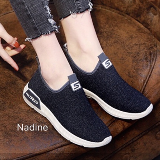 Nadine รองเท้าผ้าใบแฟชั่นผู้หญิงเพื่อสุขภาพเก๋ๆ B016 สีดำ แดง เทา | Shopee  Thailand