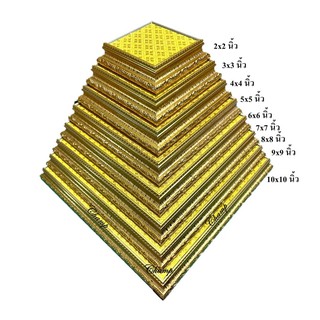 ฐานรองพระ ฐานวางพระ กรอบไม้สีทอง พื้นผ้าเลื่อมทอง งานเกรดAA ราคาถูกที่สุด [ผ้าทอง]