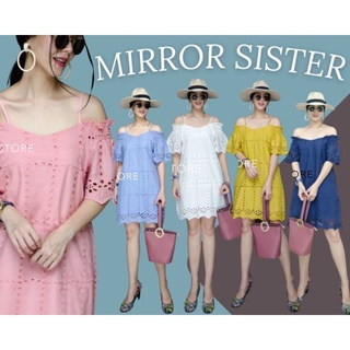 พร้อมส่ง☔Mirrorsister’s ☔BoNNy EMBRoiDed SHouLDeR-OFF DRESS••