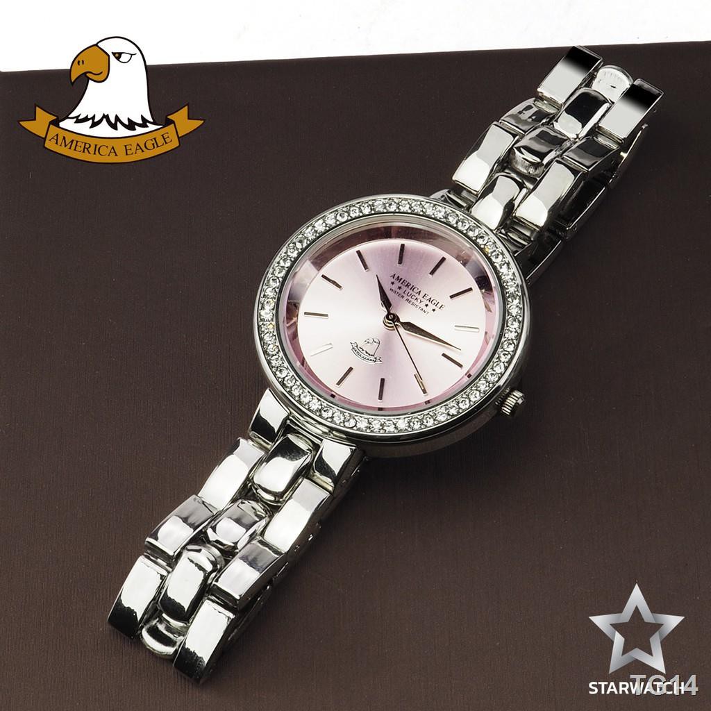 ✔AMERICA EAGLE นาฬิกาข้อมือผู้หญิง สายสแตนเลส รุ่น AE105L – SILVER/PINK