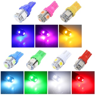 หลอดไฟ led T10 W5W 5smd สีขาวสีแดงสีเหลืองสีเขียว 194 168 Wedge Bulb 5050 10 ชิ้นสําหรับรถยนต์