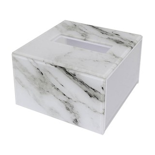 กล่องทิชชูPOPUPอะคริลิก KECH MARBLE สีขาว กล่องใส่ทิชชู TISSUE BOX KECH MARBLE ACRYLIC WHITE