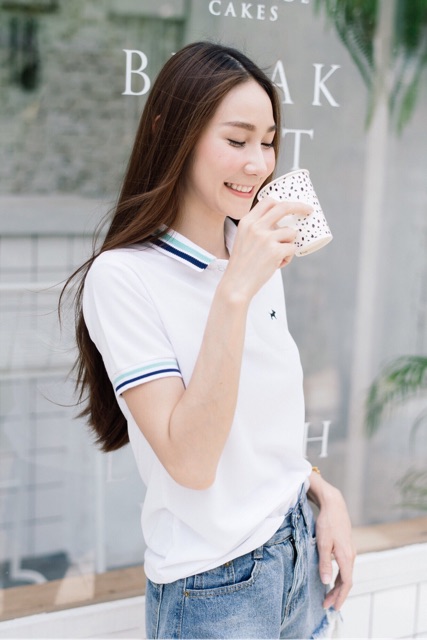 เสื้อโปโล สีขาว Bulltus Brand รุ่น Double Line Collection - รูปที่ 5