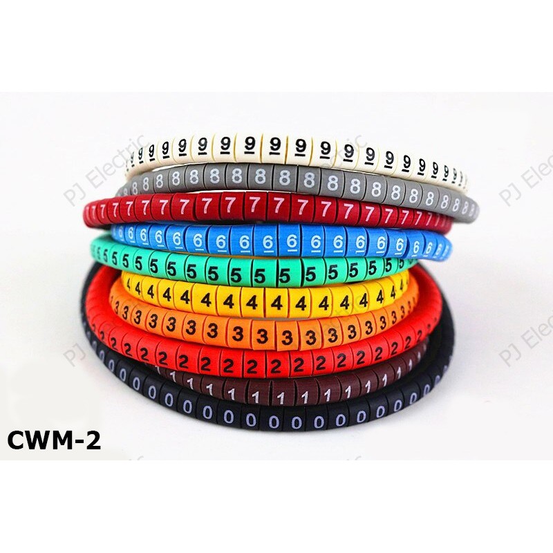 500 ชิ้น เคเบิ้ลมาร์คเกอร์ 0 ถึง 9 รุ่นCMW-2 เหมาะสมกับสายขนาด 4.0 sq.mm หรือ 11 AWG 10 สี (สีล่ะ 50 ชิ้น รวม 500 ชิ้น )