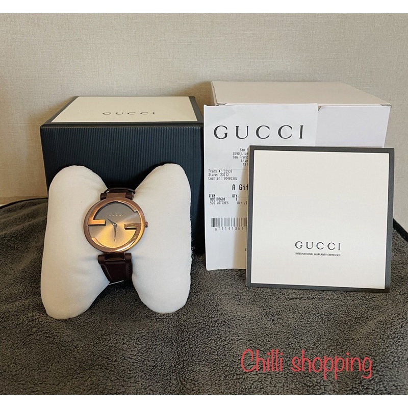 Gucci Interlocking brown leather watch ของแท้ ของใหม่