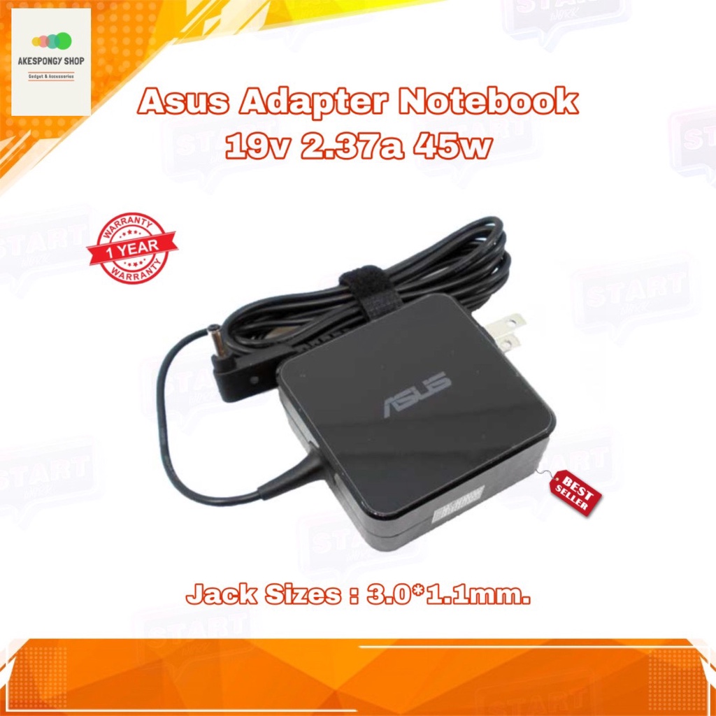 สายชาร์จโน๊ตบุ๊ค ที่ชาร์จโน๊ตบุ๊ค Asus Adapter Notebook 19v 2.37a Jack Sizes : 3.0*1.1 ของแท้ รับประ