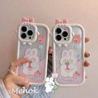 เคสโทรศัพท์มือถือ TPU กันกระแทกสี่มุม ลายกระต่าย สําหรับ iPhone 14 14pro 14max 14prm 13 13pro 13prm 11 6splus 7Plus 8Plus Xr XS 13 12 Pro Max