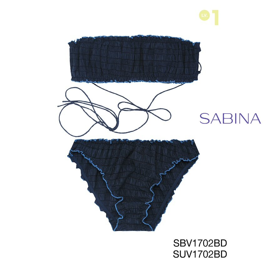 Sabina ซาบีน่า เซ็ตชุดชั้นใน รุ่น Mad Moiselle Cruise'22 รหัส SBV1702BD+SUV1702BD สีน้ำเงินเข้ม
