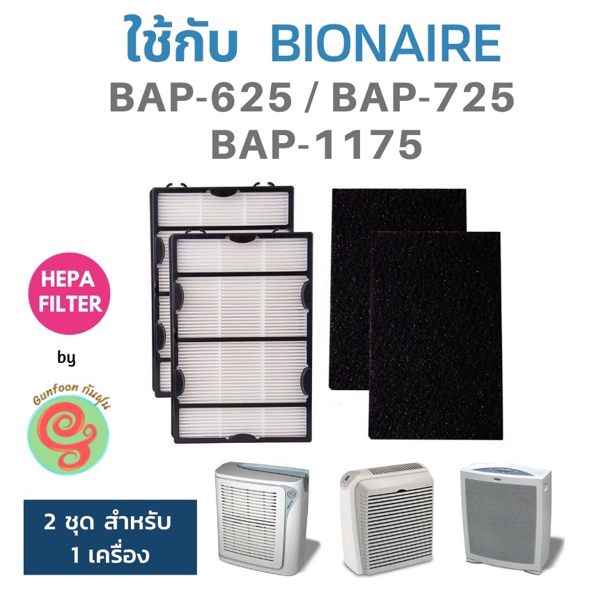 แผ่นกรองอากาศ Bionaire รุ่น BAP-625 BAP-725 BAP-1175 615 1125 1150 650 1300 สำหรับ เครื่องฟอกอากาศ ก
