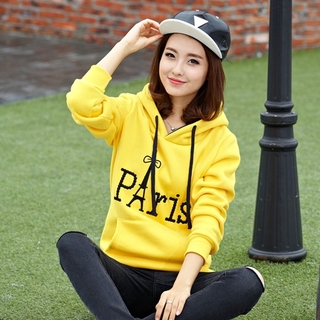 Womens Korean casual all-match student letter embroidery hooded jacket