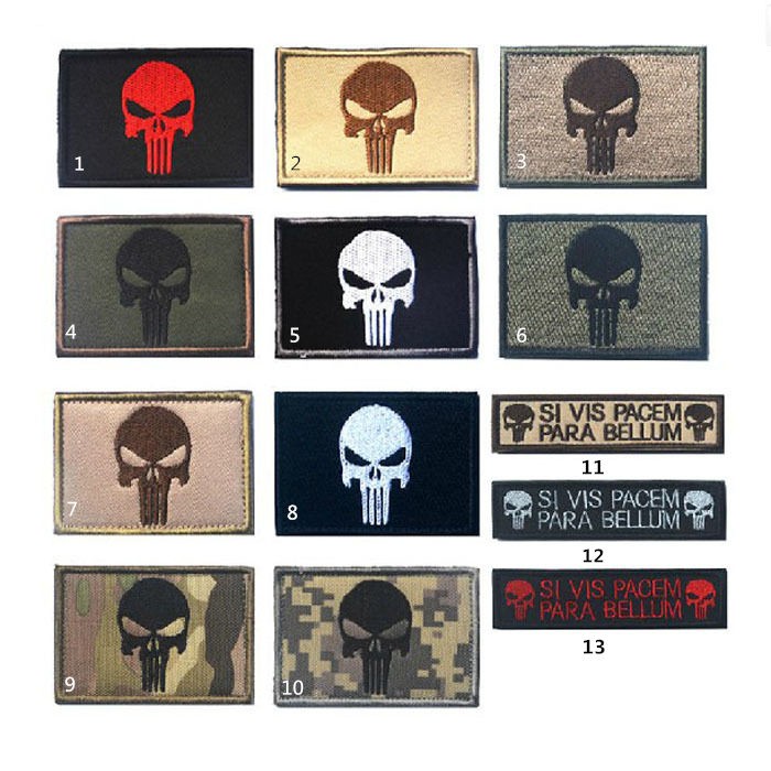 100% พร้อมแพทช์ปักสองด้าน punisher แพทช์ยุทธวิธีทหาร