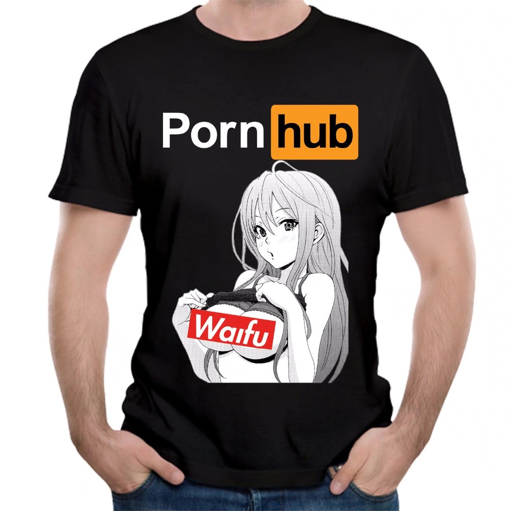 💙DRG💙ราคาต่ำสุด!!เสื้อผู้ชาย T-Shirt Pornhub ผ้าฝ้าย Ahegao Anime Porn Hub T เสื้อบวกขนาดเพศ Stylish Homme Tee ShirtS-